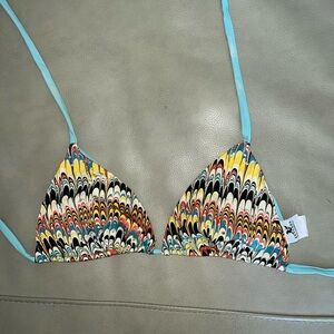 Sauvage Rare Colorful Patterned Bikini Top Large